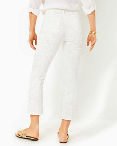 28" Liza High Rise Crop Flare Pant - Resort White Pandarama