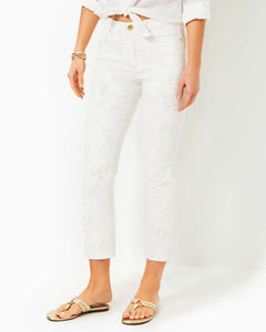 28" Liza High Rise Crop Flare Pant - Resort White Pandarama