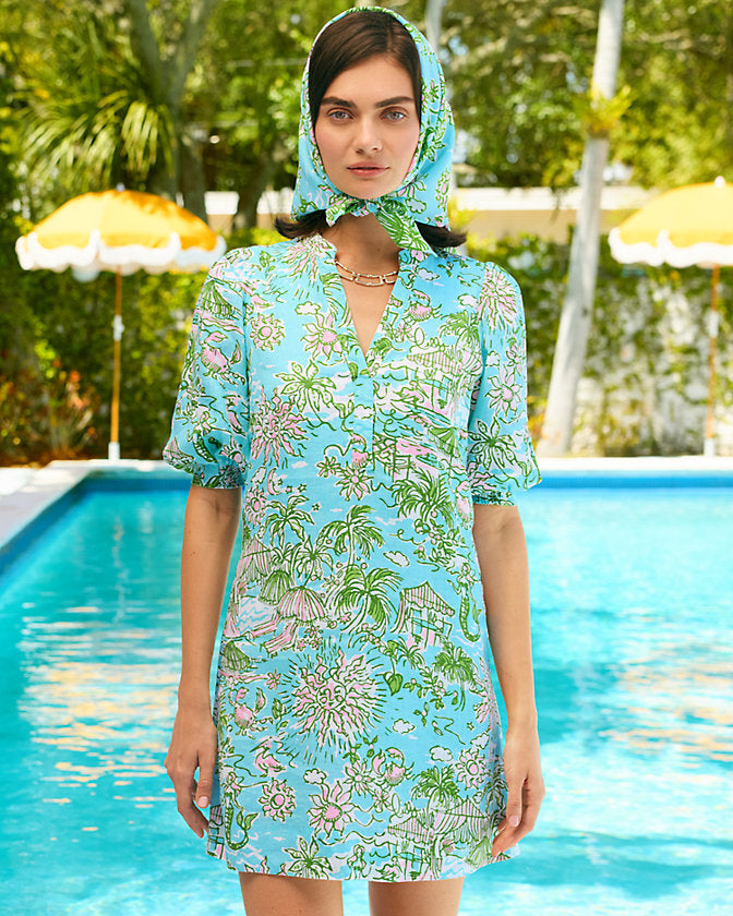 Mialeigh Linen Dress - Fresh Water Blue Sunbathers Bliss Mialeigh Linen Dress - Fresh Water Blue Sunbathers Bliss
