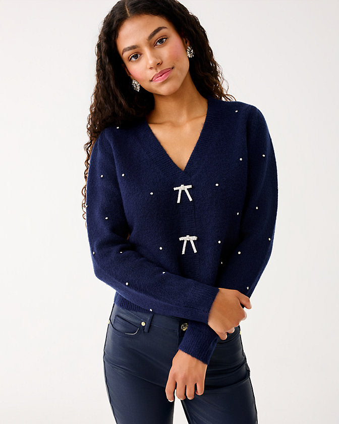 Ellorie Sweater - True Navy Paradise Rhinestones