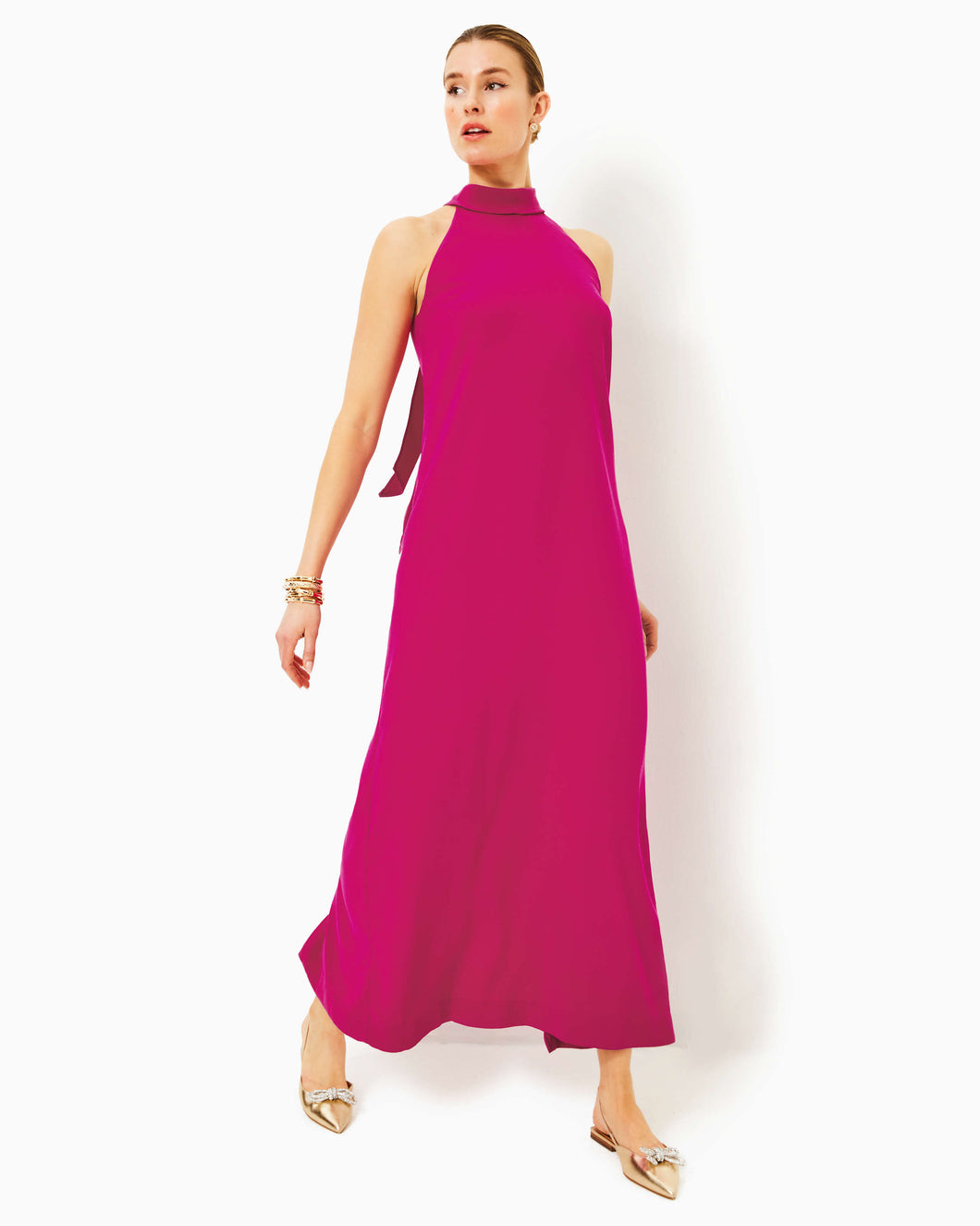 Alaric Halter Maxi Dress - Mystique Pink