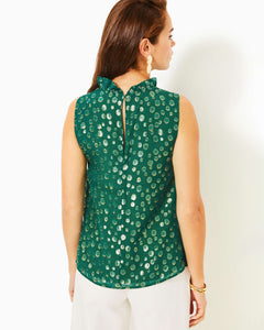 Rayalynne Silk Top - Villa Green Silk Bubbly Clip