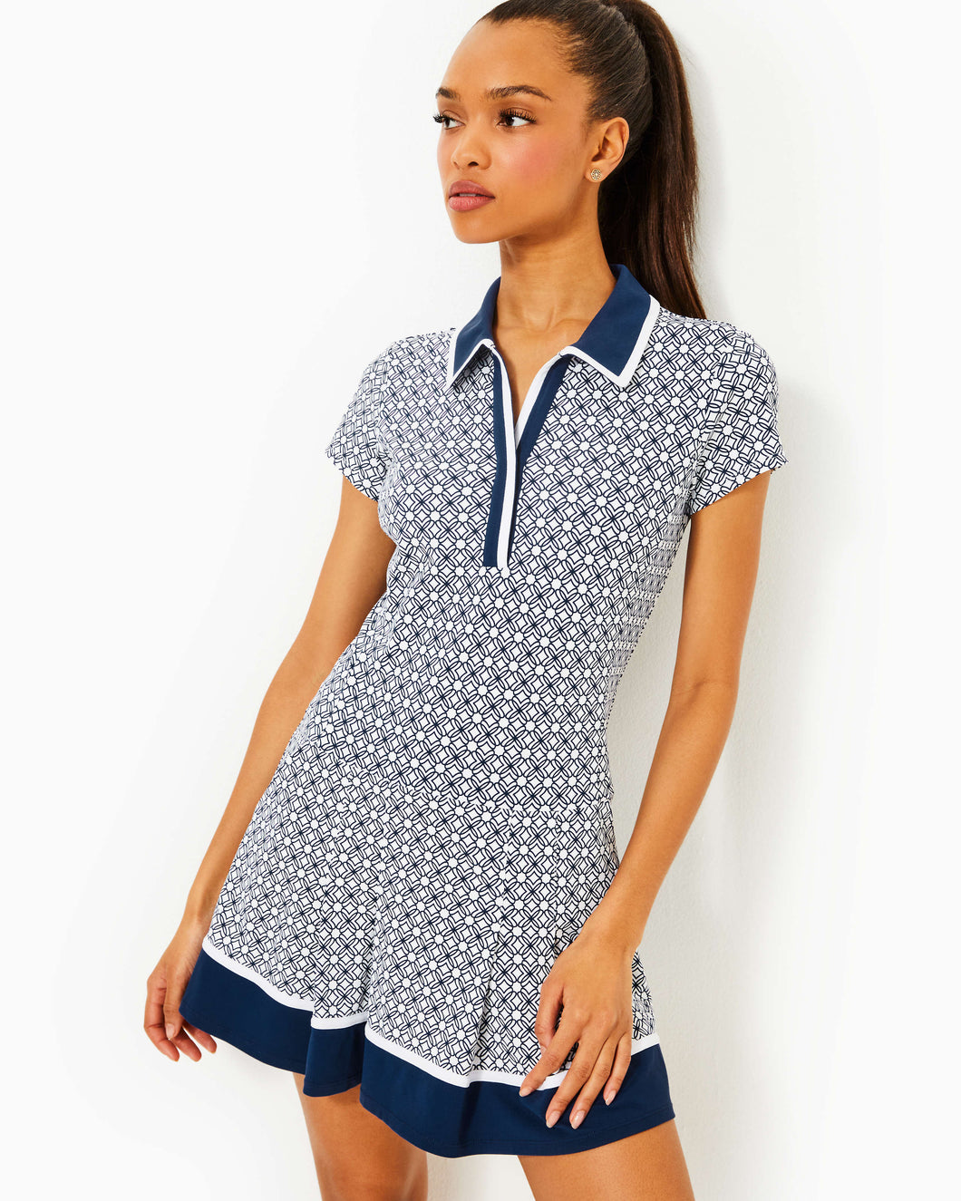 UPF 50+ Luxletic Jessamy Dress - Low Tide Navy X Resort White Butterfly Pattern