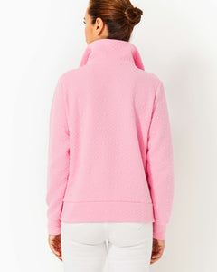 Eleni Pullover - Conch Shell Pink Butterfly Quilted Knit