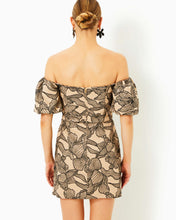 Load image into Gallery viewer, Nanci Skirted Romper - Wicker Tan Embroidered Sequin Exploded Flora
