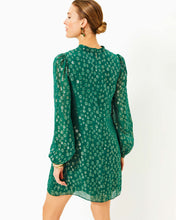 Load image into Gallery viewer, Lauralyn Silk Dress - Villa Green Silk Bubbly Clip
