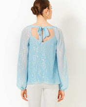 Load image into Gallery viewer, Noraleen Silk Top - Bonaire Blue Fish Clip Chiffon
