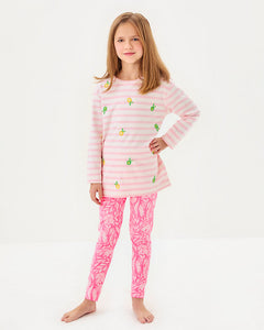 Girls Mini Ballad Sweatshirt - Pink Muse X Resort White Make Limeade Embroidery