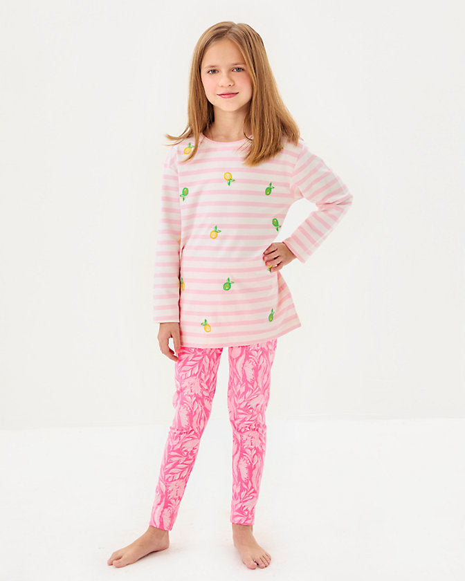 Girls Mini Ballad Sweatshirt - Pink Muse X Resort White Make Limeade Embroidery
