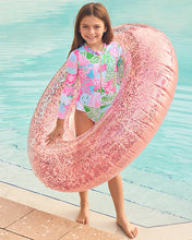 Load image into Gallery viewer, UPF 50+ Girls Denning Rashguard Swimsuit - Multi Crazy Quilt

