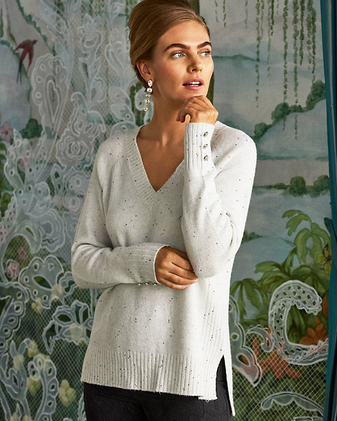 Kaycee Sequin Sweater - Heathered Pebble Beach Metallic