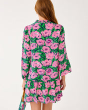 Load image into Gallery viewer, Evaline Silk Popover Dress - Low Tide Navy Florrie
