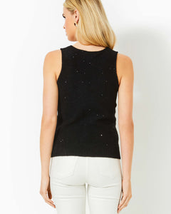 Averlie Sequin Sweater Tank - Black Metallic