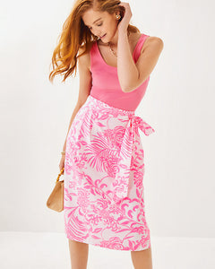 Rowena Midi Skirt - Rousseau Pink Glisten In The Sun
