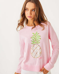 Tensley Sweater - Heathered Pink Muse Party Pineapple Jacquard