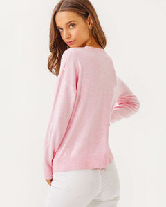 Tensley Sweater - Heathered Pink Muse Party Pineapple Jacquard