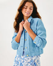 Load image into Gallery viewer, Seaspray Linen Jacket - Blue Peri X Resort White
