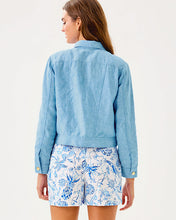 Load image into Gallery viewer, Seaspray Linen Jacket - Blue Peri X Resort White

