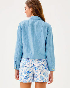 Seaspray Linen Jacket - Blue Peri X Resort White