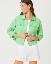 Load image into Gallery viewer, Seaspray Linen Jacket - Jackfruit Green X Resort White
