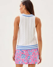 Load image into Gallery viewer, Suzette Polo Sweater Tank - Resort White X Jacaranda Blue Tipping
