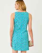 Load image into Gallery viewer, Tamala Beaded Shift Dress - Turquoise Tide Beaded Sequin Embellished Linen Blend
