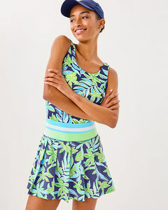 Luxletic 15" Cosmina High Rise Pleated Skort - Sapphire Pool Tropical Tango