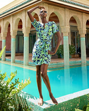 Load image into Gallery viewer, Olivine Short Sleeve Dress - Sapphire Pool Tropical Tango
