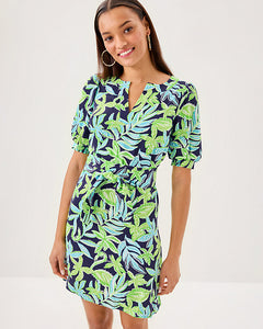 Olivine Short Sleeve Dress - Sapphire Pool Tropical Tango