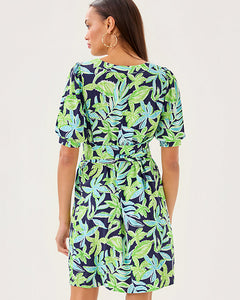 Olivine Short Sleeve Dress - Sapphire Pool Tropical Tango
