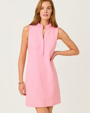Load image into Gallery viewer, Elsey Shift Dress - Conch Shell Pink Leafy Knit Pucker Jacquard
