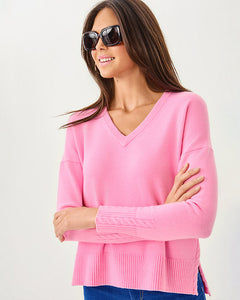 Laureen V-Neck Sweater - Pink Bliss