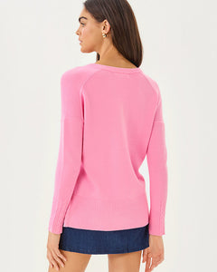 Laureen V-Neck Sweater - Pink Bliss