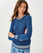 Load image into Gallery viewer, Brockton Crew Neck Sweater - Starlight Navy X Coconut Tipping
