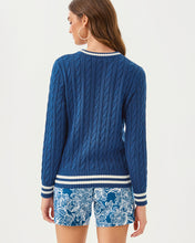 Load image into Gallery viewer, Brockton Crew Neck Sweater - Starlight Navy X Coconut Tipping
