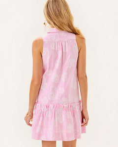 Caylinn Sleeveless Popover Dress - Conch Shell Pink Pigment Printed Secret Stripe