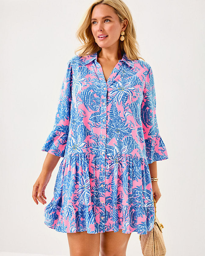 Diantha Tunic Dress - Conch Shell Pink Up Scale