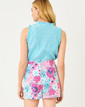 Load image into Gallery viewer, Kavalla Sleeveless Ruffle Top - Capri Blue X Resort White
