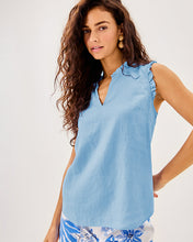 Load image into Gallery viewer, Kavalla Sleeveless Ruffle Top - Jacaranda Blue
