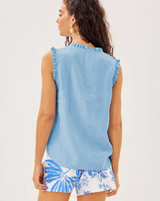 Load image into Gallery viewer, Kavalla Sleeveless Ruffle Top - Jacaranda Blue
