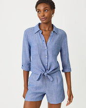 Load image into Gallery viewer, 4" Captina Linen High Rise Short - Starlight Navy X Resort White

