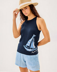Emra Sweater Tank - Low Tide Navy Apres Sail Jacquard