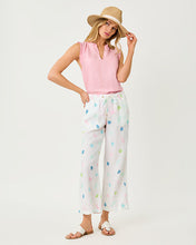 Load image into Gallery viewer, 27" Brawley Linen Crop Pant - Multi Beach Treasure Embroidery
