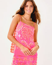 Load image into Gallery viewer, Jesslyn Silk Top - Sunkissed Pink Breezy Palm Engineered Woven Top
