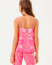 Load image into Gallery viewer, Jesslyn Silk Top - Sunkissed Pink Breezy Palm Engineered Woven Top
