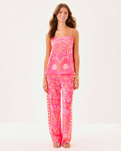 Load image into Gallery viewer, Jesslyn Silk Top - Sunkissed Pink Breezy Palm Engineered Woven Top
