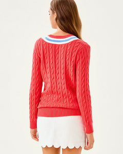 Brockton Cotton Sweater - Cane Coral X Jacaranda Blue Tipping
