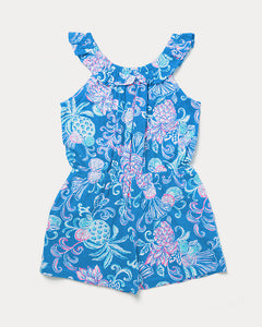 Girls Yardley Romper - Sunwashed Blue Citrus Crush