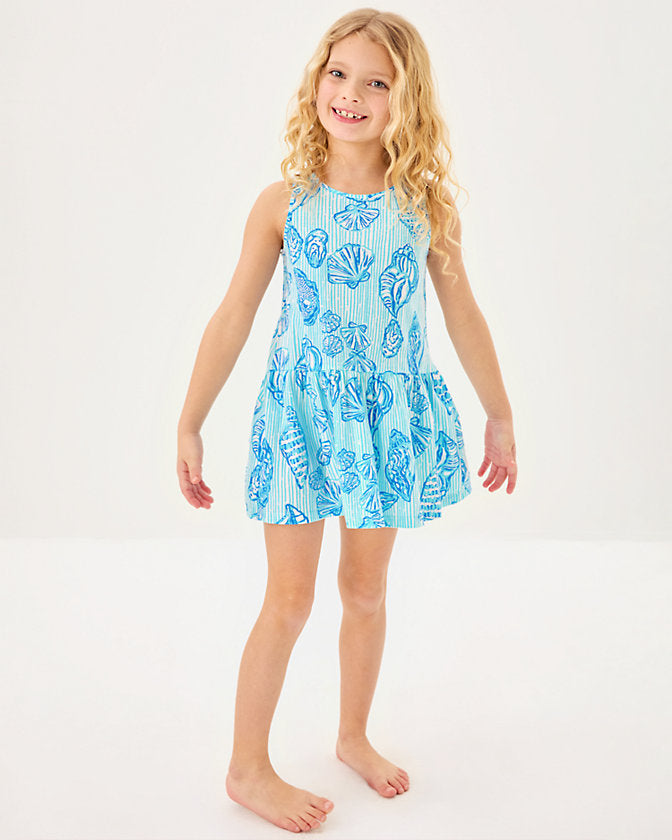 Girls Mini Dixi Dress - Fresh Water Blue Cool As Shell