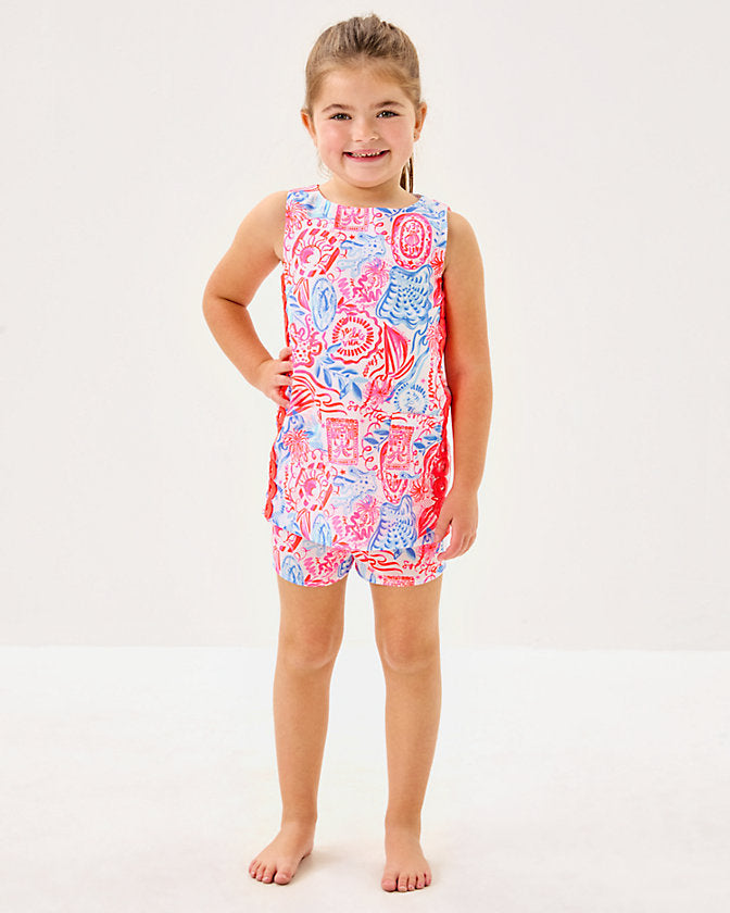 Girls Mini Romey Shift Set - Resort White Lil Sun Sea Sand